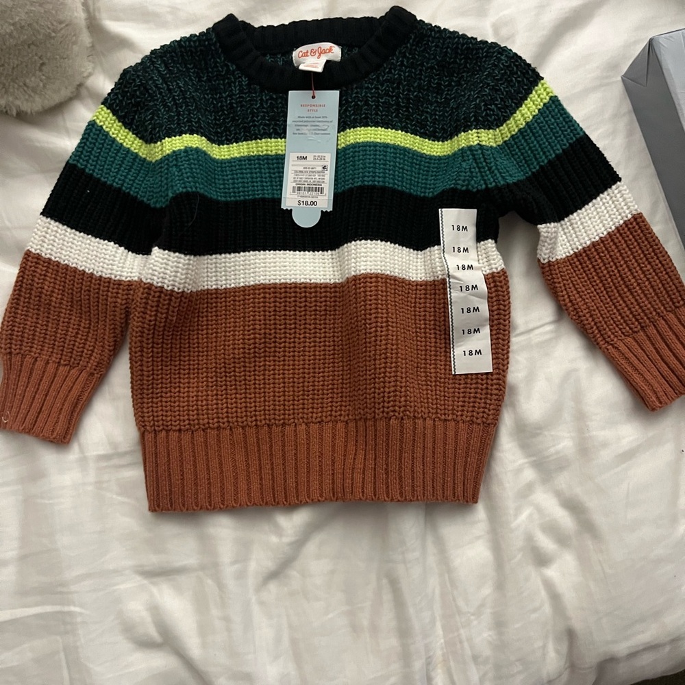 Cat & Jack Black and Green Knit Sweater